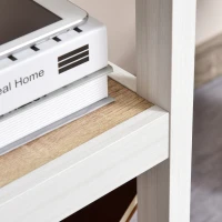 HOMCOM Bureau Informatique multimédia dim. 110L x 48l x 76H cm 2 étagères latérales MDF E1 chêne Clair Blanc(m-7)