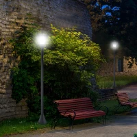 Outsunny 2 Pieces Outdoor Garden Solar Post Lamp Sensor Dimmable LED Lantern Bollard Pathway 1.6M Tall – Black(m-10)