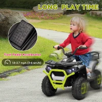 AIYAPLAY 12V Kids Electric Ride on ATV, Battery-Powered Quad Bike w/ Spring Suspension, Forward Backward, Storage Basket, Green(m-6)