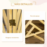 PawHut Barrera de Seguridad Plegable para Perros Valla de Madera con Patas para Escaleras y Puertas 181x35x76 cm Natural(m-7)