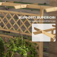 Outsunny Letto per Orto con Traliccio e Pergola per Rampicanti con Fondo Aperto, 160x55x183cm, Legno Naturale(m-5)