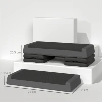 SPORTNOW Stepper Fitness Regolabile a 10.5/15.5/20.5 cm con Superficie Antiscivolo e Capacità 250 kg, Grigio(m-3)