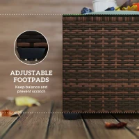 Outsunny 62 x 62cm Glass-Top Rattan Side Table - Brown(m-7)