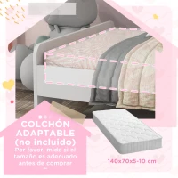 ZONEKIZ Cama Infantil de Madera 143x74x67 cm en Forma de Unicornio Mueble de Dormitorio Moderno Carga 80 kg Blanco(m-7)