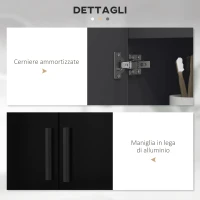 kleankin Mobile Sottolavabo Bagno in Legno con Armadietto 2 Ante, 60x30x60cm, Nero(m-6)