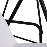 Outsunny Balancelle de Jardin 3 Places Toit Inclinaison réglable Coussins Assise et Dossier 1,72L x 1,1l x 1,52H m Acier Noir Polyester Blanc(m-9)