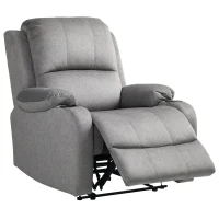 HOMCOM Microfibre Manual Reclining Armchair, with Footrest - Grey(m-11)