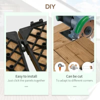 Outsunny 27 Pcs Wooden Interlocking Decking Tiles, Outdoor Flooring Tiles for Patio, Balcony, Terrace, Hot Tub, 30 x 30 cm per Piece, 2.5㎡ per Pack, Brown(m-6)