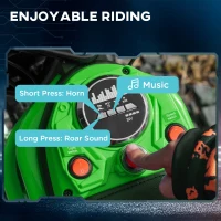 HOMCOM 24V Electric Motorbike with Twist Grip Throttle, Music, Horn, 12" Pneumatic Tyres, 16km/h Max Speed - Green(m-7)