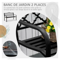 Outsunny Banc 3 Places de Jardin terrasse Style Rural Chic 128L x 60l x 89H cm métal époxy anticorrosion Fonte Brun(m-4)