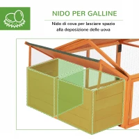 PawHut Pollaio da Giardino per 4-8 Galline in Legno con Rete Metallica e Tetto Apribile, 240x112.5x76 cm, Arancione(m-7)