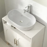HOMCOM Meuble salle de bain sous lavabo meuble sous lavabo placard 2 portes avec étagère réglable 60 x 30 x 63 cm blanc(m-8)