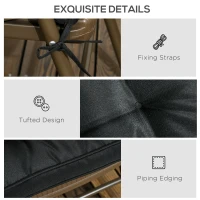 Outsunny Set of 4 Garden Seat Cushion with Ties, 42 x 42cm Replacement Dining Chair Seat Pad, Black(m-6)