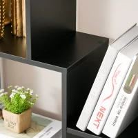 HOMCOM 8-Tier Freestanding Bookcase w/ Melamine Surface Anti-Tipping Foot Pads Home Display Storage Grid Stand Bedroom Living Room Furniture Modern Style - Black(m-9)
