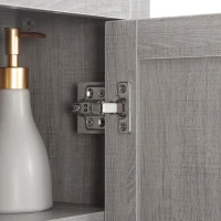 kleankin Pensile Bagno con 3 Ripiani Aperti e Armadietto in Legno Truciolare, 48x20x50cm, Grigio(m-8)