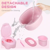 HOMCOM Portable Baby Potty Kids Children Training Toilet Chair Toddler Trainer Stool with Cushion 6 Months - 2 Years Pink(m-5)