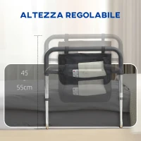 HOMCOM Maniglia per Letto con Altezza Regolabile in Acciaio con Impugnatura Morbida, Argento(m-4)