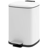 HOMCOM Poubelle de cuisine 12L avec couvercle, poubelle anti-traces de doigts avec pédale et seau intérieur amovible, blanc(m-1)