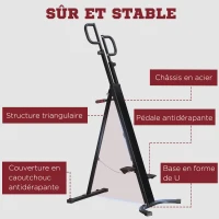 HOMCOM Grimpeur Vertical Pliable Stepper & Climber 2 en 1 Appareil Fitness Hauteur Ajustable avec écran LCD et roulettes - 100 x 60 x 175-195 cm(m-7)