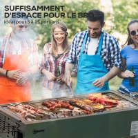 Outsunny Barbecue au charbon de bois avec 2 grilles portable BBQ Grill sur Pieds amovibles2 paniers latéraux, 94L x 39l x 70H cm(m-5)