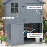 Outsunny 6 x 6.5ft Wooden Garden Shed, with Floor - Grey(m-7)