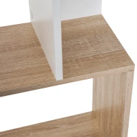 HOMCOM Bibliothèque à 5 niveaux, meuble de rangement en forme de S avec étagères, étagère de rangement pour salon, chambre bureau, 60 x 24 x 184,5 cm, bois de chêne, blanc(m-10)