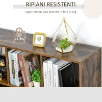 HOMCOM Libreria Moderna a 3 Ripiani con 8 Vani, Mobile da Ingresso, Soggiorno e Camera, 97.5x30x100cm, Marrone Rustico(m-7)