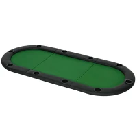 HOMCOM 200cmx90cm/79"x36" Classic 3 Folding Poker Table Foldable Poker Top 10 Seater Players Blackjack Table with Drink Holders Carry Bag(m-1)