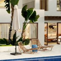 Outsunny Base per Ombrellone da 15kg Quadrata per Ombrelloni Max. 2.2 m e Pali da 32/38/48 mm, Nero(m-8)