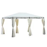 Outsunny Tonnelle barnum pavillon de jardin style colonial toiles latérales amovibles 3L x 4l x 2,55H m crème(m-10)