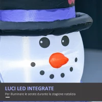 HOMCOM Pupazzi di Neve Gonfiabili da Esterno 120cm, Luminosi, Decorazione Natalizia Impermeabile con Picchetti e Corde, Bianco Blu(m-5)