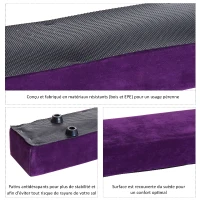 HOMCOM Poutre de gymnastique pliable poutre d'équilibre antidérapante 2,4 m revêtement daim violet(m-4)