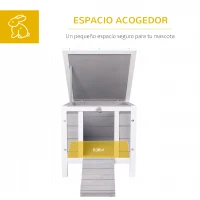 PawHut Conejera de Madera Exterior Jaula Caseta para Roedores Mascotas Pequeñas con Techo Asfáltico Se Puede Abrir y Rampa Antideslizante 42x51x43 cm Gris(m-4)