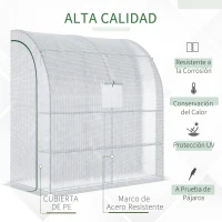Outsunny Invernadero de Exterior con Ventanas Estantes de 3 Niveles Puerta con Cremallera y Marco de Acero 200x100x215 cm Blanco(m-4)