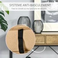 HOMCOM Table Console Table d'appoint d'entrée Industriel dim. 100L x 35l x 76H cm avec 2 tiroirs et 1 plateau Aspect Bois(m-5)