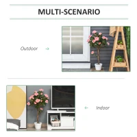 Outsunny Set of 2 Artificial Plants Pink Rose Floral in Pot, Fake Plants for Home Indoor Outdoor Decor, 90cm(m-4)