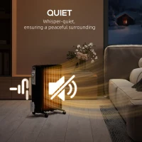 HOMCOM 2kW Nine Fin Oil-Filled Radiator - Black(m-6)