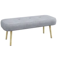 HOMCOM Panca Imbottita Fondo Letto in Tessuto con Gambe in Acciaio Effetto Legno, 114x38x45cm, Grigio(m-1)