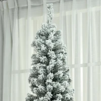 HOMCOM Albero di Natale Slim Artificiale 210 cm con Rami Realistici, Albero di Natale Innevato Alto e Stretto con Base Pieghevole, Verde(m-8)