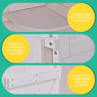 Outsunny Armoire abri de Jardin Remise pour Outils 3 étagères Porte loquet Toit Pente bitumé 68L x 65l x 214H cm pin Massif traité Blanc(m-6)