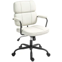 HOMCOM Chaise bureau fauteuil de bureau avec fonction à bascule, hauteur réglable et pivotant 60,5 x 59 x 89-97 cm, crème(m-1)