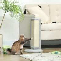 PawHut 56cm Corner Cat Scratching Post with Sisal Scratching Pad, Grey(m-10)