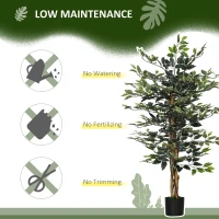 HOMCOM 4.5ft Ficus Artificial Plant with Realistic Leaves, Potted Fake Tree for Home Office Indoor Decor, Green(m-6)