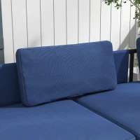 Outsunny Salotto da Giardino con Divano Angolare e Tavolino in Acciaio e HDPE con Cuscini Sfoderabili, Blu(m-8)