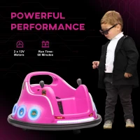 AIYAPLAY Angry Bird Licensed Waltzer Car, 12V Kids Bumper Car w/ Joysticks, Remote, Music LED Lights, Pink(m-8)