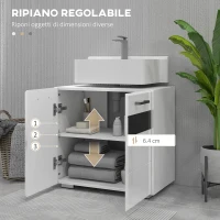 kleankin Mobile Sottolavabo in MDF con Armadietto a 2 Livelli con Ripiano Regolabile, 60x36.5x56 cm, Bianco(m-5)
