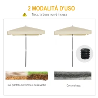 Outsunny Ombrellone 2x2 m per Esterni con Tettuccio Quadrato, Struttura Regolabile e Portatile, Crema(m-7)