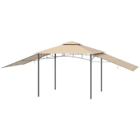 Outsunny Tonnelle pavillon de jardin 3x3m auvent pliable double toit pour ventilation auvents réglables structure en métal tissu polyester 3L x 3l x 2,7H m beige(m-8)