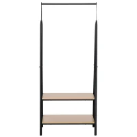 HOMCOM Portant à vêtements penderie style contemporain triangulaire dim. 64L x 43l x 149H cm 2 étagères MDF bois clair acier noir(m-10)
