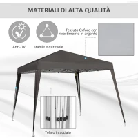 Outsunny Gazebo Pieghevole da Giardino 2.4x2.4m con Struttura in Acciaio e Corde Antivento, Caffè(m-4)